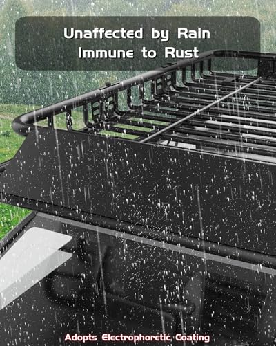 DEXSO 46" x 36" Universal Roof Rack Carrier Basket, 200 Lbs Capacity Roof Cargo Basket with Extension Luggage Holder Basket Heavy Duty for SUVs, Trucks, Vehicles - size: 46" x 36" x 6"