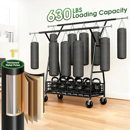 Raybee Heavy Duty Clothes Rack 630LBS, Double Rods Clothing Rack with Storage Basket, Portable Garment Rack for Heavy Clothes, Extendable & Adjustable, Bedroom, Closet, Commercial, Black - color: Black, style: Double Rods