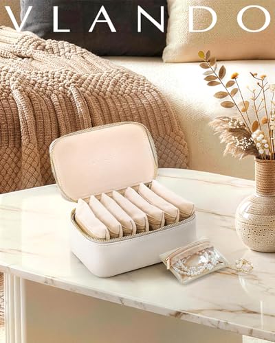 VLANDO Jewelry Travel Case,Travel Jewelry Organizer with Clear Velvet Jewelry Bags Zipper Pouch for Women Girl Gift- 8Pcs White - color: C.8PCS White