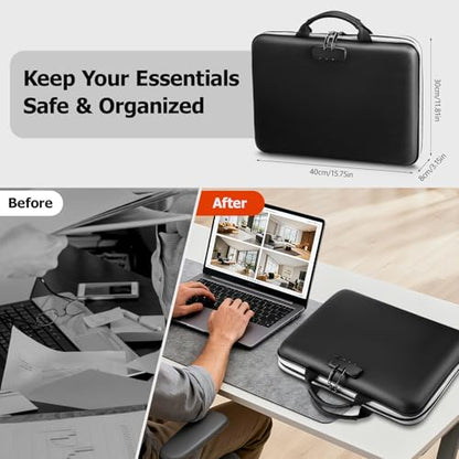 Dadanism 5200℉ Fireproof File Organizer with Combination Lock, Hard Shell Multi-pocket Expanding Document Box, Accordion File Organizer with Handle & Labels, Home Travel Safe Storage Bag