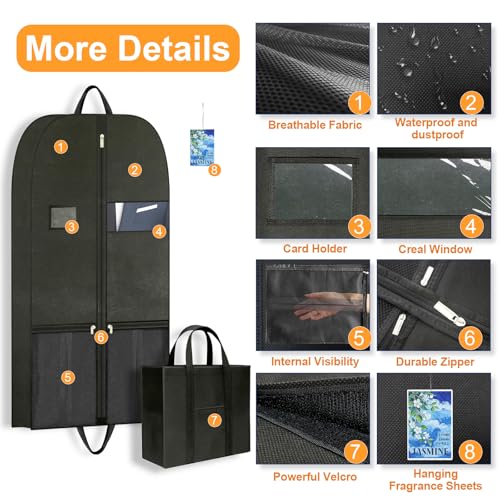 Travel Garment Suit Bag for Hanging Clothes, Suit bags for Closet Storage with Pockets Gusseted Garment bag for Men Suits Shirts Tuxedos Dresses, Suit Cover Bags With Handles and Zipper 43" 2 pack - size: 43" 2PK