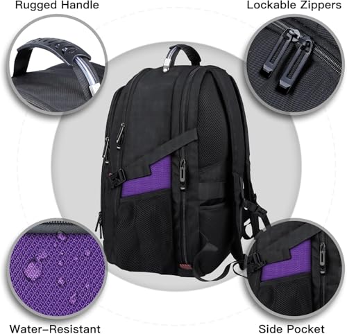 ANTERK Extra Large Backpack, Travel Laptop Backpack, Sturdy TSA Water Resistant 17.3 Inch Carry on Backpacks, Anti Theft Business Computer Backpacks Gifts for Men Women, Purple - color: Purple, size: 17 inch