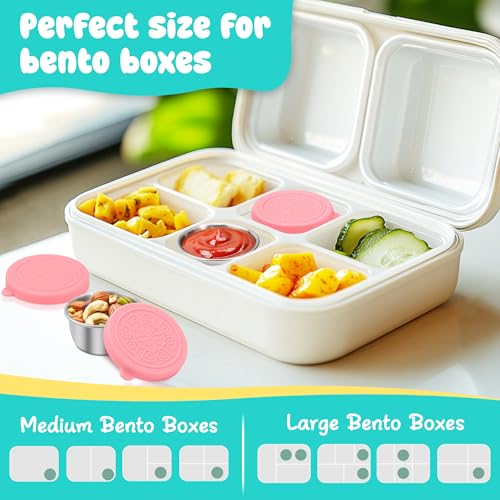 LIEMAND 6x1.6 oz Salad Dressing Container to Go, Leakproof Reusable Stainless Steel Small Container with Lid,Sauce Containers for Lunch box,Picnics,Travel,Office and Meal Prep - color: Soft Pink, size: 1.6oz