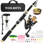 Yoilrey Fishing Rod and Reel Combo – 5.9ft Telescopic Fishing Pole Starter Kit with Spinning Reel, Fishing Line, Lure Box & Tackle Bag for Travel - color: Single Black and Gold+Fish Gripper
