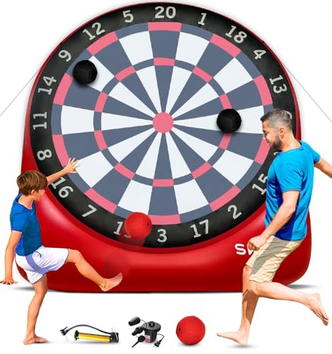 Swooc Games - Premium Inflatable Giant Kick Darts (15+ Ways to Play) - Jumbo Soccer Dartboard with Air Pump - Big Carnival Games - Giant Outdoor Games - Oversized Dart Board Yard & Lawn Game - size: XL - 8ft
