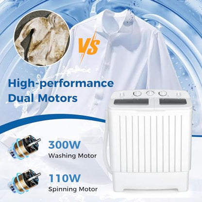 COSTWAY Portable Washing Machine, Twin Tub 20 Lbs Capacity, Compact Laundry Washer(12 Lbs) and Spinner(8 Lbs), Durable Design, Timer Control, Perfect for RV, Apartments and Dorms, Grey+White - color: Grey+White
