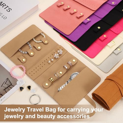 uxcell Travel Jewelry Bag Roll, Foldable Travel Organizer with Tie Close Microfiber Storage Roll for Earrings, Necklaces, Rings, Bracelets, Brooches, Valentine's Day Gifts, Gray - color: Gray