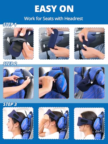 SARISUN Airplane Head Strap 3D Eye Mask, Travel Pillow Alternative for Long Flight, Travel Essentials 360° Support Sleep Head Hold, Stop Bobblehead, Ultra-Compact Lightweight, Purple - color: Purple