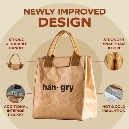 VonNova Women’s Insulated Lunch Bag with Premium 4mm Cooler Insulation, Cute Large 7L Lunch Tote for Office, Durable Small Lunch Box for Women, Stylish Lunchbox for Adults, Teens, Nurses, Teachers - color: Brown-hangry