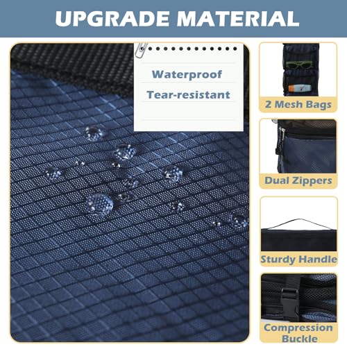 Surblue Hanging Travel Organizer Portable Hanging Luggage Organizer Multiple Compartments Collapsible Compression Closet Packing Cubes,Navy,S - color: Navy, size: Small