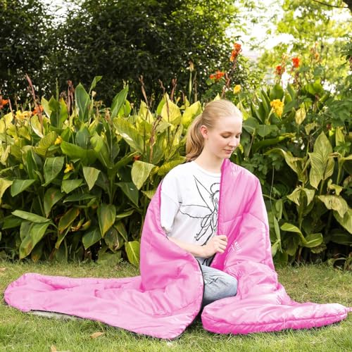 XL Size Upgraded Version of Camping Sleeping Bag 4 Seasons Warm and Cool, Lighter Weight, Adults and Children Can Use Waterproof Camping Bag, Travel and Outdoor Activities - color: Pink Thick, size: 86.6" X 33.46"