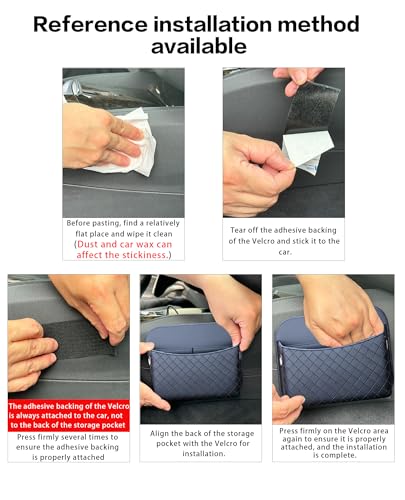Self-Adhesive Car Seat Side Pocket Organizer with Cable Port - Black PU Leather Storage Pouch for Phone & Keys, Fits Gaps, Console & Door (2 PCS)