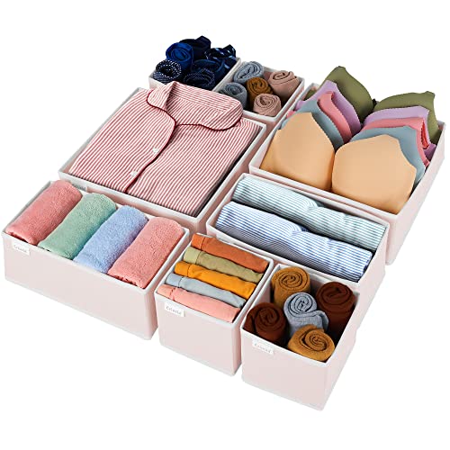 Criusia 8 Pack Underwear Drawer Organizer, Drawer Organizer Clothes, Foldable Cloth Storage Box Closet Dresser Drawer Divider Organizer for Clothes, Scarves - color: Pink, size: 8 Pack