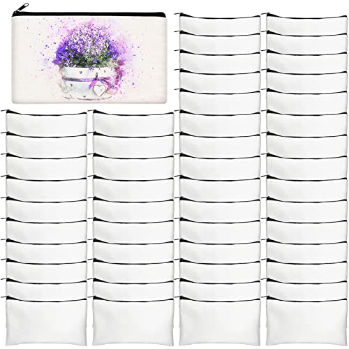 Legigo Blank Canvas Bag Zipper Pouch Makeup Bags Bulk - Multi-Purpose Canvas Pencil Pouch with Sturdy Zipper, Cosmetic Bag Travel Toiletry Bag for DIY Craft Projects, Storage (8.3 x 5 inches) - color: Off White