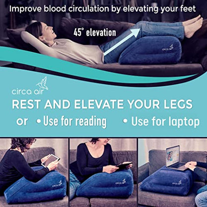 Circa Air Inflatable Leg Elevation Pillows for Swelling and Edema Relief, Travel Wedge Pillow for Legs, Foot Ankle Knee and Lower Back Pain Support, After Surgery Products