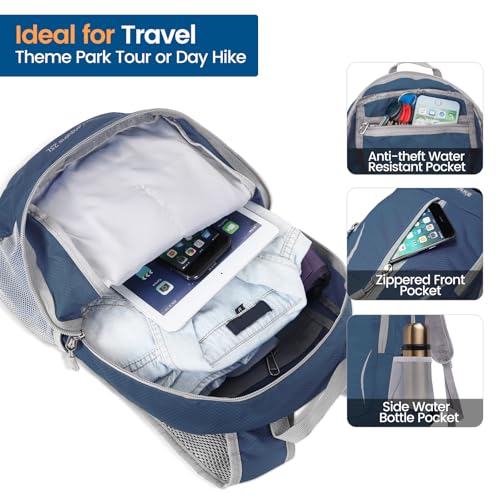 ZOMAKE Ultra Lightweight Packable Backpack 25L - Foldable Hiking Backpacks Water Resistant Small Folding Daypack for Travel(Navy Blue) - color: Navy Blue