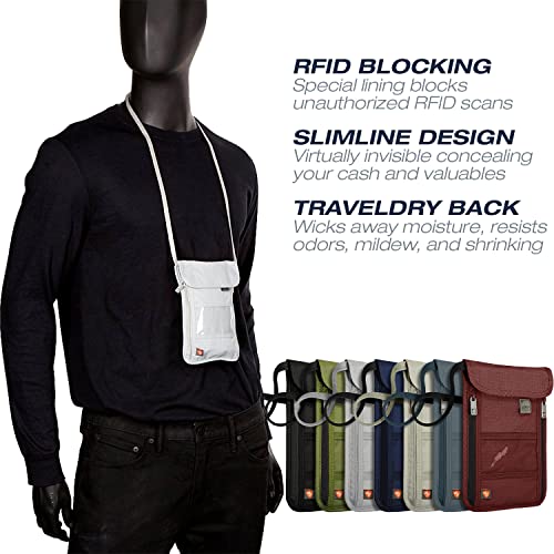 Lewis N. Clark RFID Blocking Stash Neck Wallet, Travel Pouch + Passport Holder for Women & Men, Gray - color: Gray