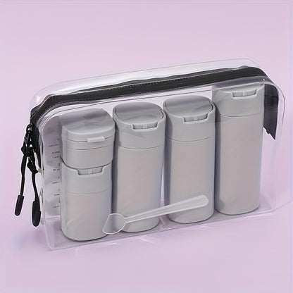 5pcs Travel Cream Dispenser Bottles Set Travel Bottles Toiletry Containers Set, TSA Approved, Travel Essentials - color: Light Grey
