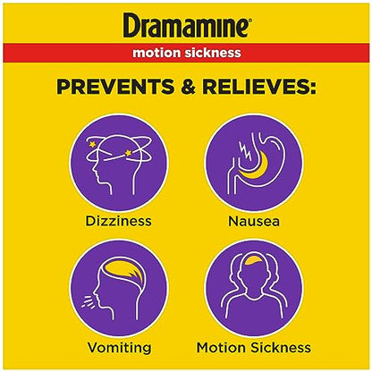 Dramamine Motion Sickness Less Drowsy, Travel Vial, Multicolor, 8 Count - size: 8 Count (Pack of 1)