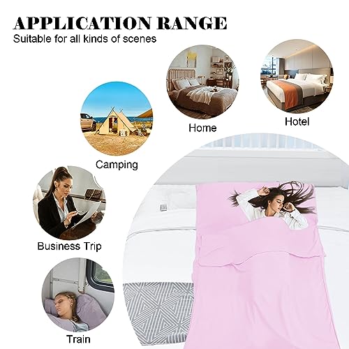 Sleeping Bag Liner,Travel Sheet & Adult Sleep Sack, Camping Sheets Travel Sleep Sack for Backpacking,Hotels & Hostels -Lightweight Single &Double Travel Sheet Camping Sheets - color: Single Pink