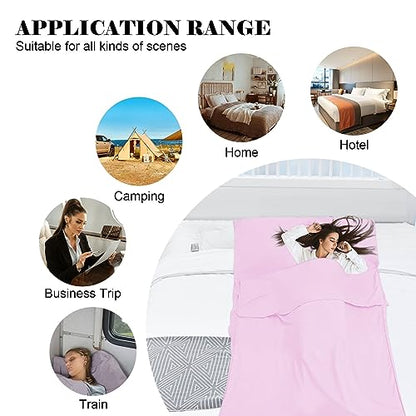 Sleeping Bag Liner,Travel Sheet & Adult Sleep Sack, Camping Sheets Travel Sleep Sack for Backpacking,Hotels & Hostels -Lightweight Single &Double Travel Sheet Camping Sheets - color: Single Pink