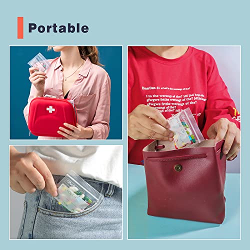 Serfeymi Pill Bags for Travel Pill Pouch Organizer Pack of 400 BPA Free 3 x 2.75 inch Reusable Pill Pouches for Medicine with Write on Label & Zipper Seal Waterproof AM PM Pill Baggies for Supplements - size: Pack of 400