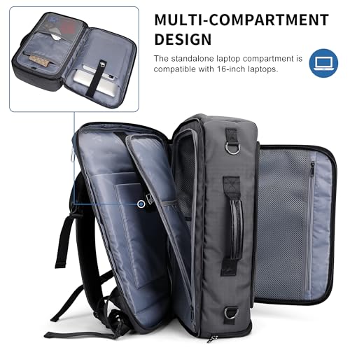 WITZMAN Travel Backpack for Men 35L Carry-on Laptop Backpack Luggage Fit 16 inch TSA Friendly Flight Approved with Shoe Compartment for Airplanes（B718 Silvery Grey） - color: Silvery Grey