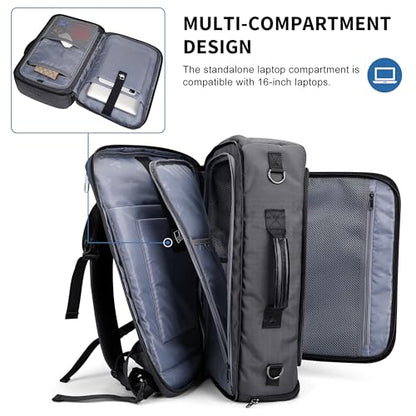 WITZMAN Travel Backpack for Men 35L Carry-on Laptop Backpack Luggage Fit 16 inch TSA Friendly Flight Approved with Shoe Compartment for Airplanes（B718 Silvery Grey） - color: Silvery Grey