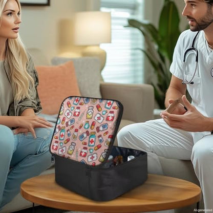 First Aid Kit Bag Empty Pink Color-Coded Emergency Medical Pouch for Hospitals Schools and Home Use Constructed with Tear-Resistant Fabric Quick-Access Loops Washable Surface - color: Pink