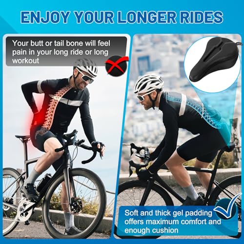 APECYC Bike Seat Cushion Gel Padded Saddle Cover for Men Women - Extra Padding Soft Comfort Bicycle Seat Cushion for Peloton, Stationary, Spin, Mountain, Road, Ebike - size: Narrow