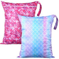 Shappy 2 Pack Large Travel Laundry Bags, Large Wet Dry Waterproof Dirty Clothes Bag for Suitcase, Swimsuit Beach Gym College Dorm Wet Bag(Mermaid Style) - style: Mermaid Style