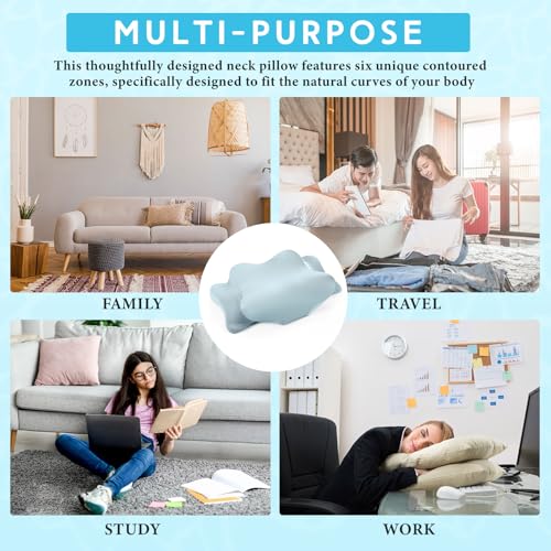 Hahafelt Cooling Cervical Neck Pillowcase Cover (Only Pillow Case) Ergonomic Pillowcase with Zipper Breathable Contour Pillow Cover for Side Back Stomach Sleepers (Haze Blue,Queen Size) - color: Haze Blue, size: Queen