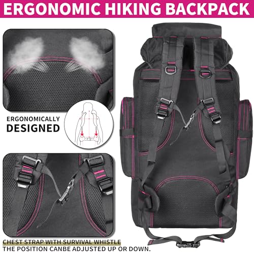 Hiking Backpack for Men 70L/100L Camping Backpack Military Rucksack Molle 3 Days Assault Pack for Climbing | Camping Backpack - color: 70l-blackrose