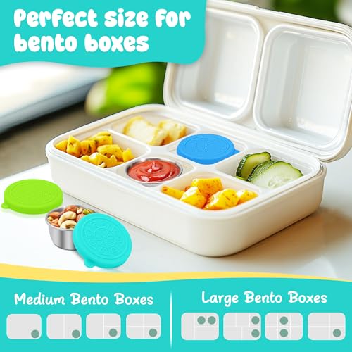 LIEMAND 6x1.6 oz Salad Dressing Container to Go, Leakproof Reusable Stainless Steel Small Container with Lid,Sauce Containers for Lunch box,Picnics,Travel,Office and Meal Prep - color: Coastal Mint, size: 1.6oz