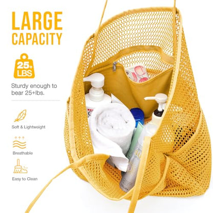 KPX Beach Bag with Mini Pocket, Summer Beach Tote Bags for Women Large Foldable Mesh Swimming Pool Travel Bags - Sandproof - color: Orange