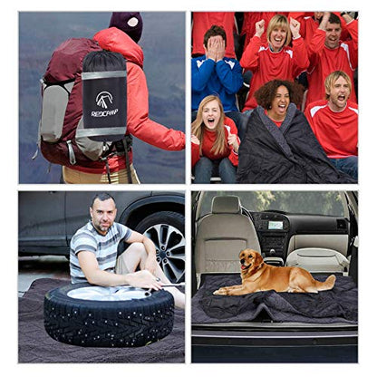 REDCAMP Large Camping Blanket with Sherpa Lining, Cold Weather Warm Outdoor Blanket Windproof for Camping Stadium, Machine Washable 59"x 79" - color: 59"x 79" Black