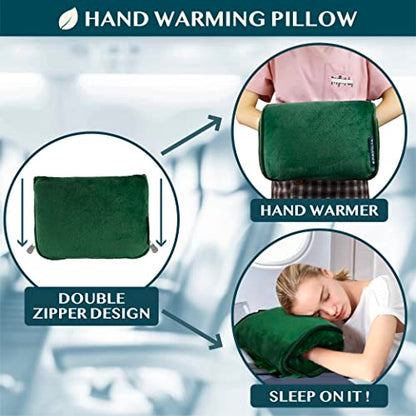 PAVILIA Travel Blanket Pillow, Soft Airplane Blanket 2-in-1 Combo Set, Plane Blanket Compact Packable, Flight Essentials Car Pillow, Travelers Gifts Accessories, Luggage Backpack Strap, 60x43 Green - color: Green