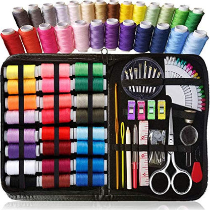ARTIKA Sewing Kit for Adults and Kids (94 PCS) - Small Beginner Set w/Multicolor Thread, Needles, Scissors, Thimble & Clips - Emergency Repair and Travel Kits - Sewing Accessories and Supplies - style: Sewing kit 94 PCS