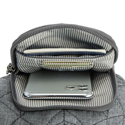 Travelon Anti-Theft Boho Insulated Water Bottle Tote - color: Gray Heather
