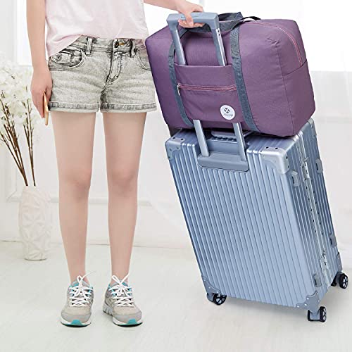 For Spirit Airlines Personal Item Bag Foldable Travel Duffel Bag Tote Carry on Luggage Duffle Overnight for Women and Men - color: 1112 Purple