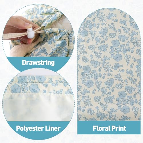 Laundry Bag, Dirty Backpack Laundry Bag For College Travel Laundromat Apartment, With Handles 29" X 18" (Blue Florals) - color: Blue Florals