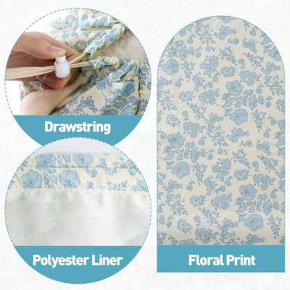 Laundry Bag, Dirty Backpack Laundry Bag For College Travel Laundromat Apartment, With Handles 29" X 18" (Blue Florals) - color: Blue Florals
