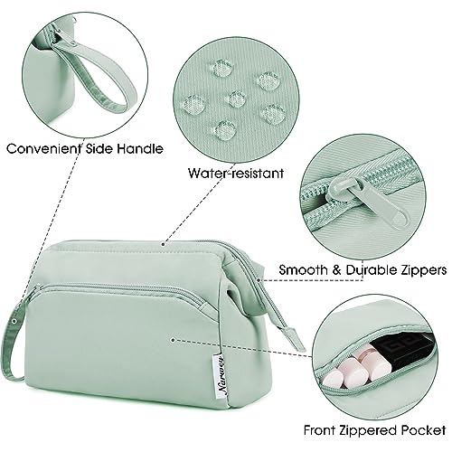 Narwey Wide-open Makeup Bag Women Girls, Travel Toiletry Bag for Women Cosmetic Bag Organizer Make up Bag with Compartments Toiletries Medicine Bag (Mint Green) - color: Mint Green