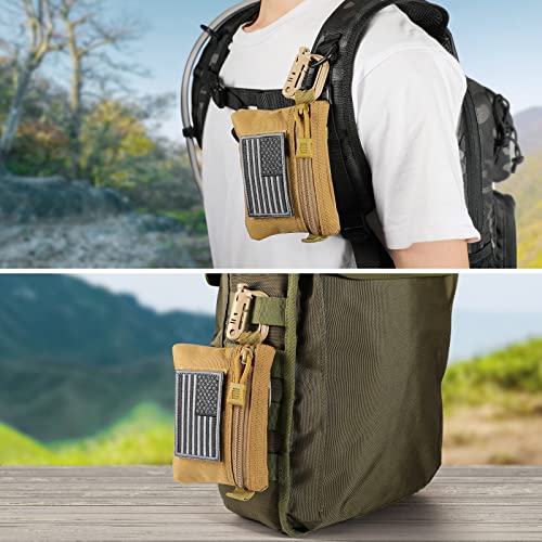 FRTKK 2 Pack Tactical Compact EDC Pouches Military Molle Utility Pouch Accessories Organizer Pouch Coin Purse Keychain Pocket Credit Card Holder Waist Pack - color: Orange 3