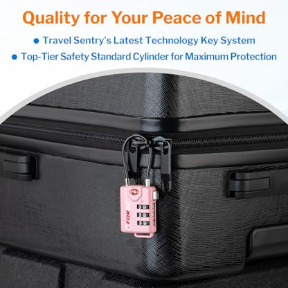 Forge TSA Approved Cable Luggage Locks, 2 Pink Locks, Re-settable Combination with Alloy Body - color: Pink 2 Locks