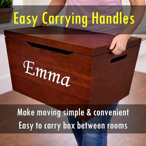 Personalized Engraved Name, Fully Assembled, Solid Wood Storage Trunk with Lid & Handles, Hope Chest, Wooden Box, Bedroom Organizer, Birthday, Gift, Blankets, Clothes, Slow-Close Lid, 30”, Mahogany - color: Mahogany-Engraved