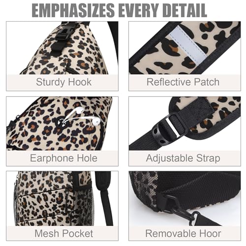 Pritent Crossbody Bags for Women Men Trendy Sling Bag Backpack Casual Chest Bag with Convertible Shoulder Strap - color: Leopard, size: Medium