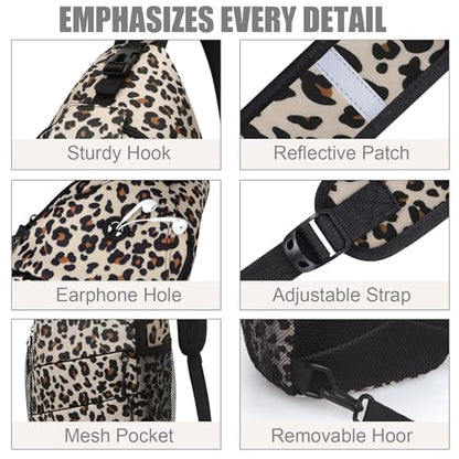 Pritent Crossbody Bags for Women Men Trendy Sling Bag Backpack Casual Chest Bag with Convertible Shoulder Strap - color: Leopard, size: Medium