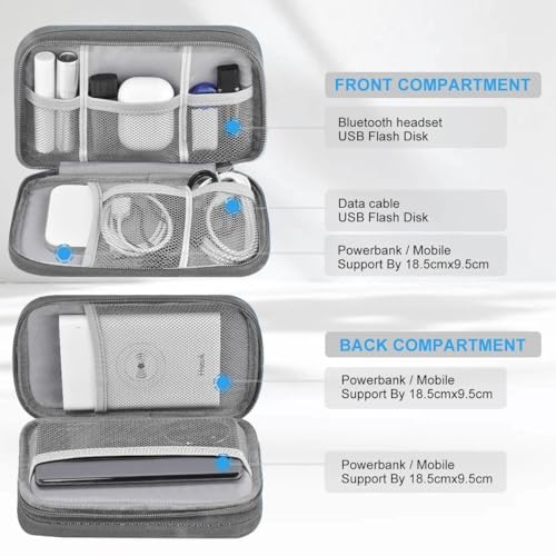 ZINMARK Portable Cable Organizer Case,Travel Pouch with Double-Layer Storage for Cables,Chargers,Earbuds & Phone,Dark Gray - color: Dark Gray