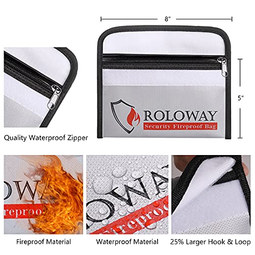 ROLOWAY Small Fireproof Bag (5 x 8 inches), Non-itchy Fireproof Money Bag for Cash, Valuables, Passport, Currency & Keys (2-Pack Silver) - size: 8 x 5 inch, style: Silver Bag
